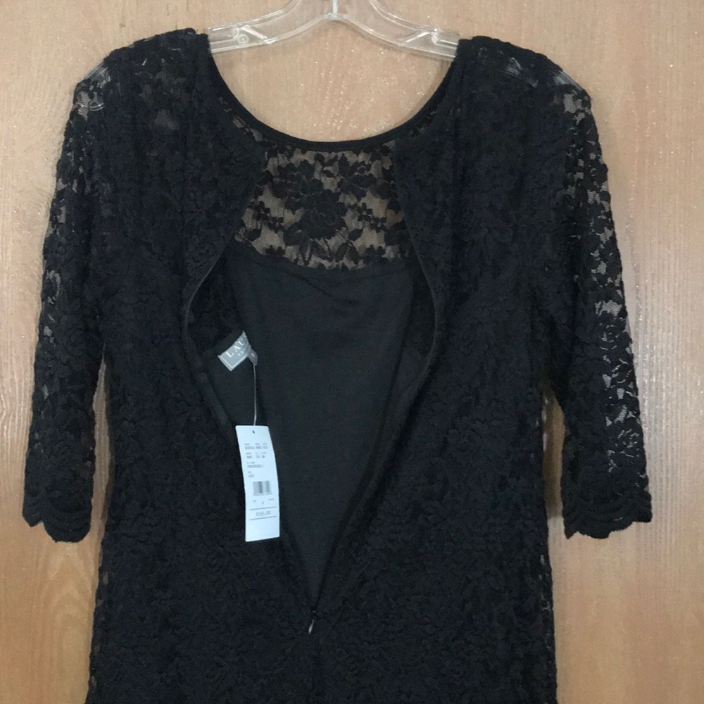 NWT Laura Petites gorgeous black soft lace dress!